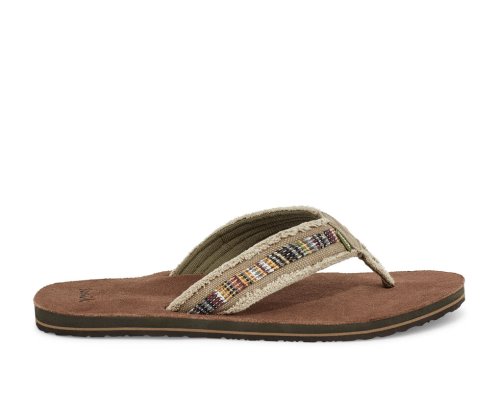 Sanuk Mens Fraid So Eco-Friendly Khaki Flip Flops | YGZVEU649